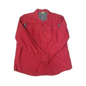 Gander Mountain Mens Shirt XL Fishing Red Vented Hunting Long Sleeve Button Down